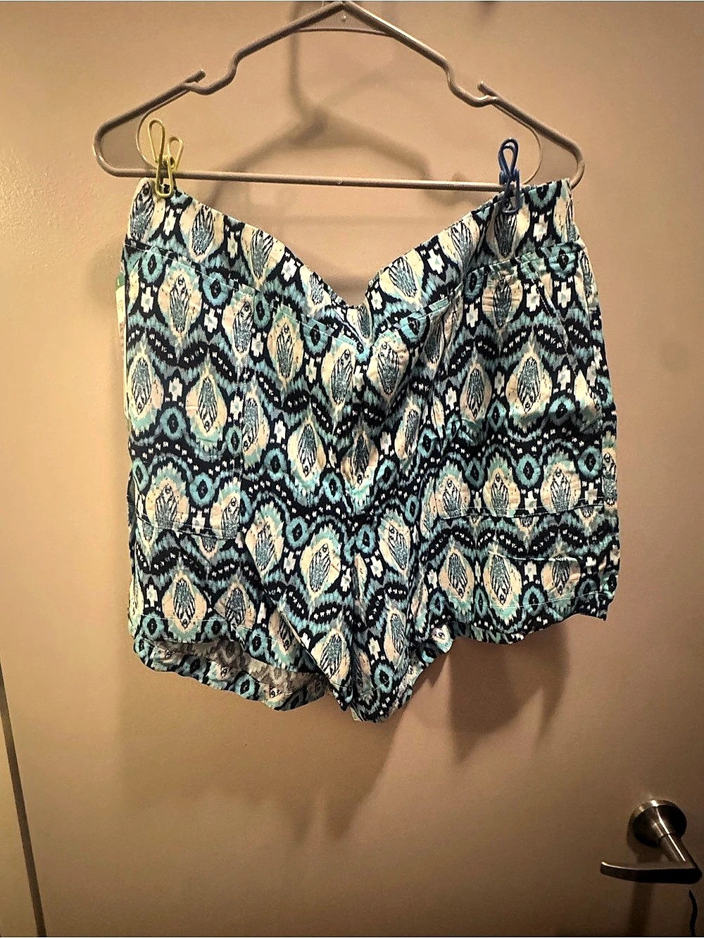 Wildfox Geometric Shorts in Blue & Green XL NWT